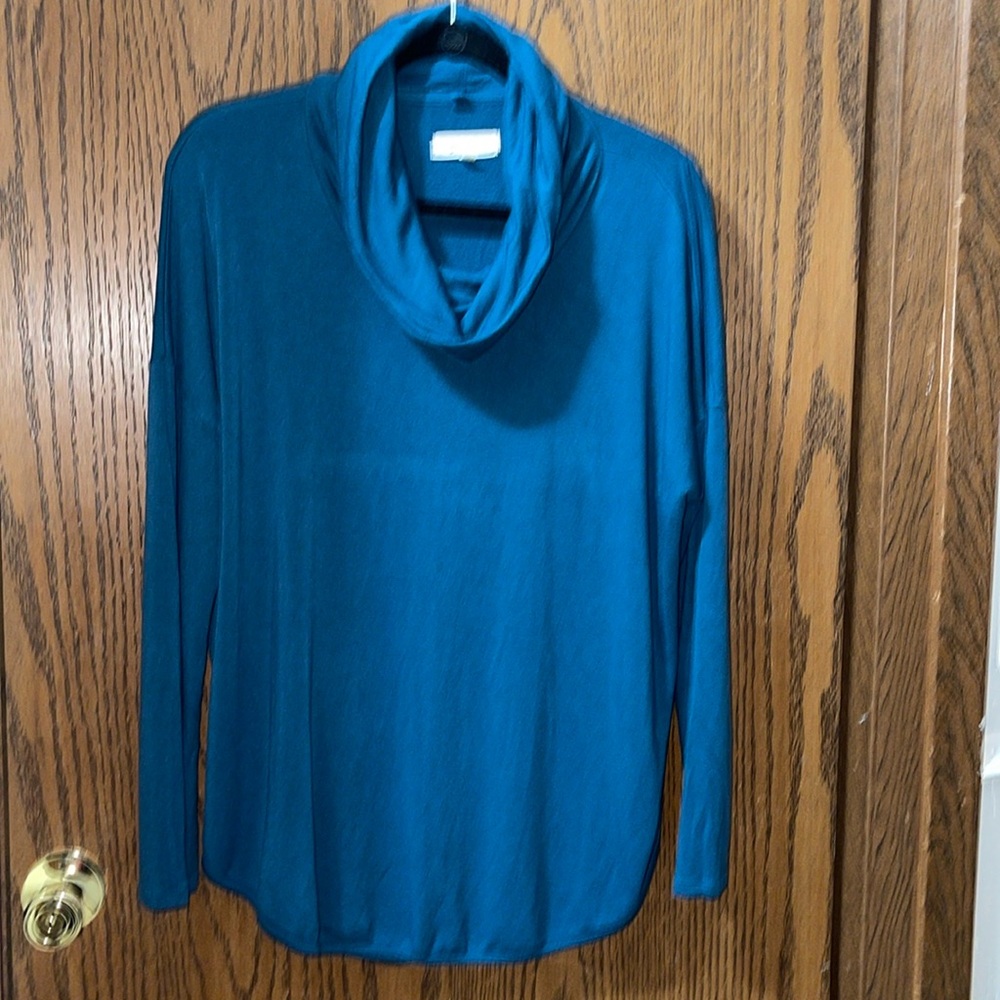 Lou & Grey for Loft Teal Cowl Neck shirt